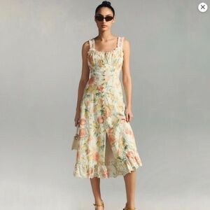 Anthropologie Citrus Print Eyelet Summer Dress